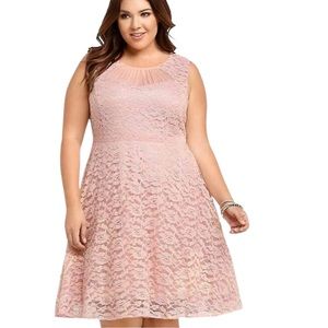 Torrid Dusty Rose Metallic Lace Party Dress